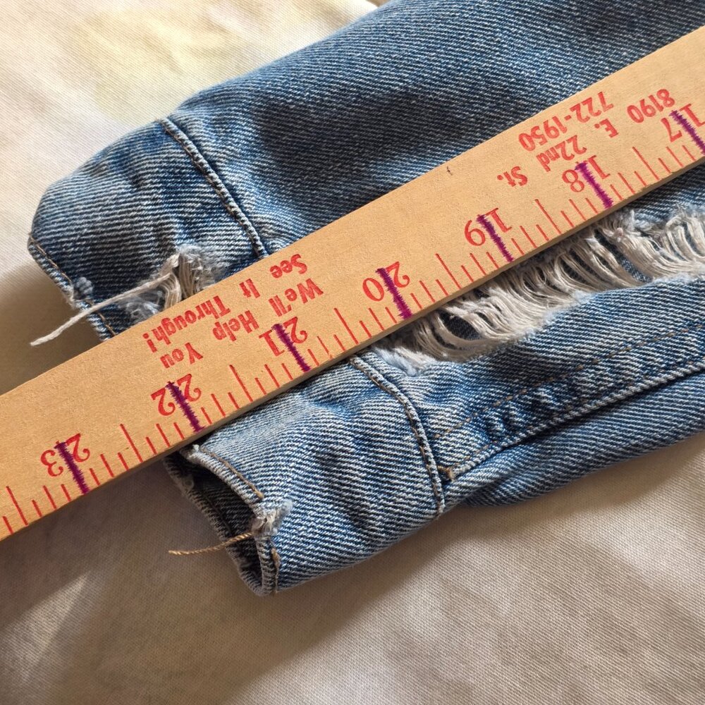 Highway Jeans Button-Up Distressed Denim Jacket Grunge Blue Wash Y2K SZ L - Picture 9 of 12